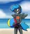Size: 724x846 | Tagged: safe, artist:whatsapokemon, derpibooru import, oc, oc:jade shine, unofficial characters only, anthro, pegasus, beach, beach ball, bikini, bikini top, breasts, clothes, delicious flat chest, female, image, midriff, png, shorts, smiling, solo, swimsuit
