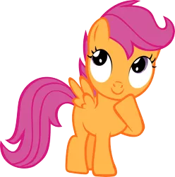 Size: 5943x6000 | Tagged: safe, artist:uxyd, derpibooru import, scootaloo, pony, .svg available, absurd resolution, cute, cutealoo, female, filly, simple background, solo, spread wings, thinking, transparent background, vector, wings