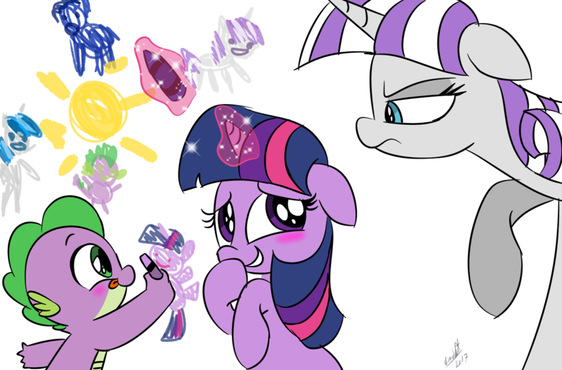 Size: 1214x800 | Tagged: safe, artist:emositecc, derpibooru import, night light, shining armor, spike, twilight sparkle, twilight velvet, dragon, pony, unicorn, :d, annoyed, baby, baby spike, blushing, crayon, crayon drawing, cute, female, filly, filly twilight sparkle, floppy ears, glowing horn, graffiti, magic, male, mare, she knows, simple background, smiling, spikabetes, spike's family, sun, telekinesis, tongue out, transparent background, twiabetes, wall, younger