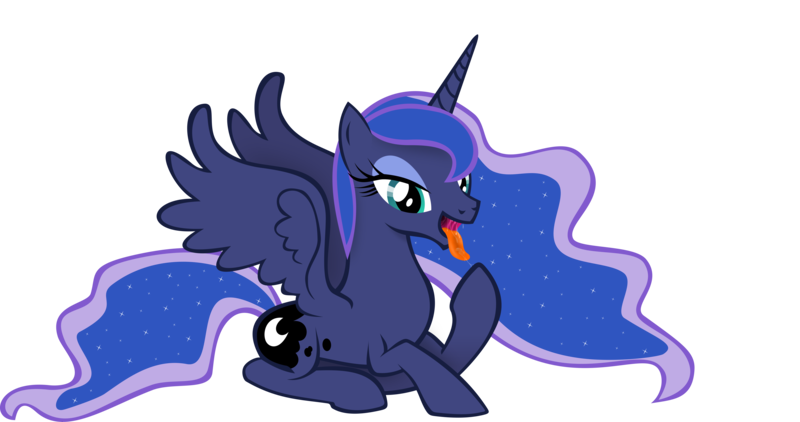 Size: 7740x4085 | Tagged: suggestive, artist:emu34b, derpibooru import, princess luna, absurd resolution, bedroom eyes, drool, female, mawshot, missing accessory, open mouth, solo, solo female, tongue out, vector