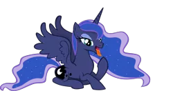 Size: 7740x4085 | Tagged: suggestive, artist:emu34b, derpibooru import, princess luna, absurd resolution, bedroom eyes, drool, female, mawshot, missing accessory, open mouth, solo, solo female, tongue out, vector