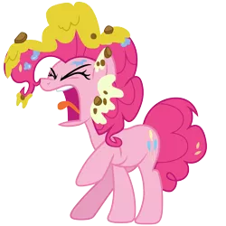 Size: 5000x5000 | Tagged: safe, artist:djdavid98, derpibooru import, pinkie pie, earth pony, pony, secrets and pies, absurd resolution, betrayed, eyes closed, female, furious, mare, messy mane, open mouth, raised hoof, simple background, solo, tongue out, transparent background, vector, yelling