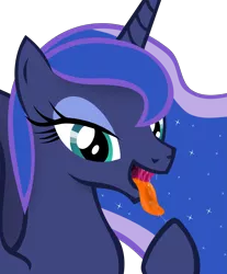Size: 5657x6842 | Tagged: suggestive, artist:emu34b, derpibooru import, princess luna, absurd resolution, bedroom eyes, drool, female, mawshot, missing accessory, open mouth, solo, solo female, tongue out, vector