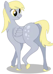 Size: 1600x2200 | Tagged: safe, artist:shitigal-artust, derpibooru import, derpy hooves, horse, pegasus, pony, :t, bubble butt, colored hooves, derp, female, g5, hoers, hoof shoes, looking back, mare, nose wrinkle, plot, raised leg, scrunchy face, simple background, solo, transparent background, wat, wavy mouth, what has science done