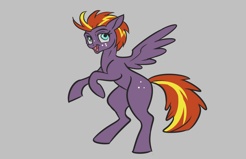 Size: 1391x900 | Tagged: safe, artist:alorix, derpibooru import, oc, unofficial characters only, pegasus, pony, gray background, rearing, simple background