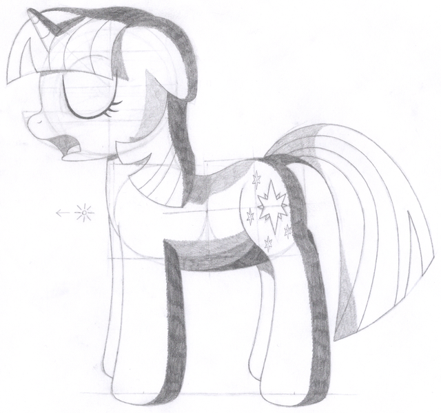 Size: 1506x1412 | Tagged: safe, artist:aafh, derpibooru import, twilight sparkle, pony, unicorn, eyes closed, female, floppy ears, grayscale, mare, monochrome, open mouth, simple background, solo, traditional art, white background