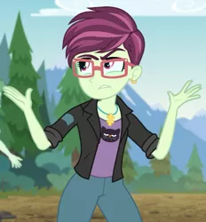 Size: 672x723 | Tagged: safe, derpibooru import, screencap, equestria girls, equestria girls series, road trippin, background human, cropped, grumpy cat, katrina hadley