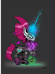 Size: 1280x1736 | Tagged: artist:jxst-starly, crossover, dark background, derpibooru import, glowing horn, infinite (character), my little pony: the movie, phantom ruby, raised hoof, safe, sonic forces, sonic the hedgehog (series), tempest shadow