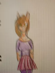 Size: 3120x4160 | Tagged: artist needed, safe, derpibooru import, oc, oc:venus spring, unofficial characters only, anthro, unicorn, anthro oc, female, graph paper, solo, traditional art