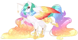 Size: 1024x527 | Tagged: safe, artist:djspark3, derpibooru import, princess celestia, alicorn, pony, alternate design, chest fluff, female, mare, simple background, smiling, solo, transparent background, watermark