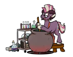 Size: 1024x795 | Tagged: safe, artist:crownedspade, derpibooru import, oc, oc:plum jam, unofficial characters only, pony, cauldron, flask, male, ram horns, simple background, solo, stallion, transparent background