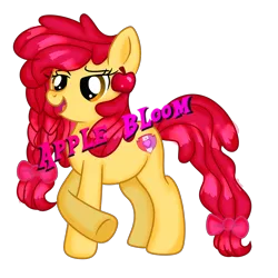 Size: 2048x2048 | Tagged: alternate hairstyle, apple bloom, artist:doraemonfan4life, bow, braid, derpibooru import, female, mare, older, safe, simple background, solo, tail bow, transparent background