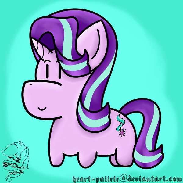 Size: 2000x2000 | Tagged: safe, artist:heartpallete, derpibooru import, starlight glimmer, unicorn, cute, female, glimmerbetes, mare, simple background, smiling, smolpone, solo