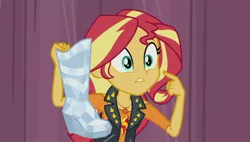 Size: 1920x1091 | Tagged: safe, derpibooru import, screencap, sunset shimmer, equestria girls, equestria girls series, rarity investigates: the case of the bedazzled boot, boots, shoes, solo
