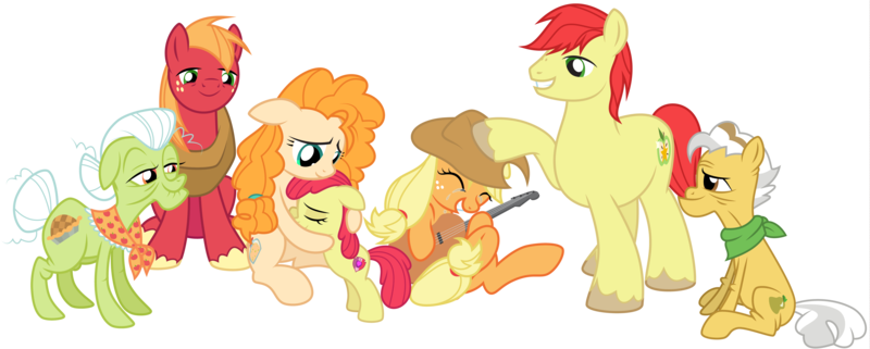 Size: 7680x3077 | Tagged: safe, artist:amarthgul, derpibooru import, apple bloom, applejack, big macintosh, bright mac, grand pear, granny smith, pear butter, earth pony, pony, the perfect pear, apple family, apple siblings, apple sisters, apples and pears, brother and sister, cropped, cutie mark, family reunion, father and daughter, father and son, father and son-in-law, female, filly, grandfather and grandchild, grandfather and granddaughter, grandfather and grandson, grandmother and grandchild, grandmother and granddaughter, grandmother and grandson, guitar, high res, how, hug, if only, male, mare, mother and child, mother and daughter, mother and daughter-in-law, mother and son, siblings, simple background, sisters, stallion, the cmc's cutie marks, the whole apple family, transparent background, vector