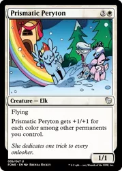 Size: 375x523 | Tagged: artist:brendahickey, deer, derpibooru import, diamond tiara, idw, magic the gathering, original species, peryton, rainbow dash, reindeer, reindeer dash, safe, silver spoon, snow, species swap, spoiler:comicholiday2015, trading card, trading card edit