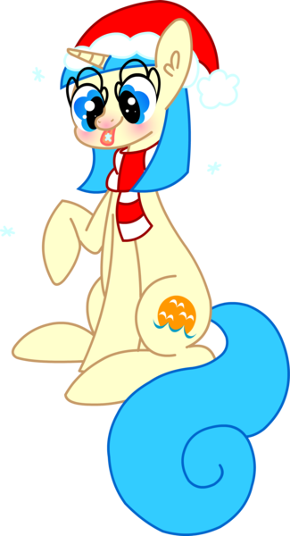 Size: 1485x2741 | Tagged: safe, artist:twitchy-tremor, derpibooru import, oc, unofficial characters only, pony, unicorn, christmas, clothes, hat, holiday, scarf, simple background, snow, solo, transparent background