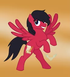 Size: 1297x1409 | Tagged: safe, derpibooru import, oc, oc:fable prose, unofficial characters only, pegasus, pony, abstract background, black mane, male, original, red and black oc, solo, stallion, writer