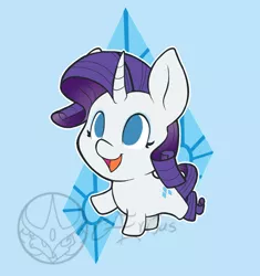 Size: 1000x1063 | Tagged: safe, artist:aeritus, derpibooru import, rarity, pony, unicorn, chibi, curved horn, cute, no pupils, raribetes, smiling, solo