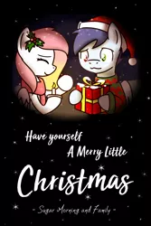 Size: 1280x1920 | Tagged: safe, artist:sugar morning, derpibooru import, oc, oc:slipstream, oc:sugar morning, unofficial characters only, pegasus, pony, candle, christmas, christmas eve, clothes, cute, eyes closed, female, hat, hearth's warming, hearth's warming eve, heterochromia, holiday, holly, male, mare, merry christmas, mistletoe, night, oc x oc, present, santa hat, scarf, shipping, snow, snowfall, stallion, straight, sugarstream, sweater