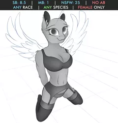 Size: 1500x1565 | Tagged: anthro, artist:lilystilson, breasts, clothes, commission, derpibooru import, female, fluffy, looking at you, oc, socks, solo, solo female, stockings, suggestive, thigh highs, underwear, unofficial characters only, your character here