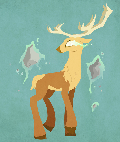 Size: 1060x1252 | Tagged: artist:hlissner, deer, deer magic, deer oc, derpibooru import, elk, fanfic:where the world ends, magic, magic aura, oc, safe, simple background, solo, stag, teal background, unofficial characters only