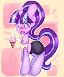 Size: 2500x3000 | Tagged: safe, artist:bunxl, derpibooru import, starlight glimmer, pony, unicorn, clothes, food, ice cream, solo, tongue out