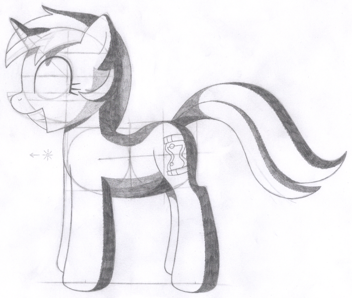 Size: 1660x1407 | Tagged: safe, artist:aafh, derpibooru import, minuette, unicorn, monochrome, solo, traditional art