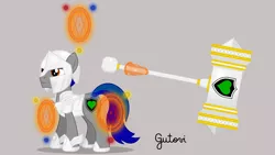 Size: 2846x1600 | Tagged: safe, artist:gutovi, artist:luismipro465, derpibooru import, oc, oc:roodenn goldtrust, unofficial characters only, earth pony, pony, armor, fantasy class, hammer, hypergod, knight, magic, male, paladin, portal, stallion, warrior