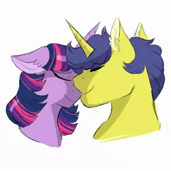 Size: 2000x2000 | Tagged: source needed, safe, artist:scarletskitty12, derpibooru import, comet tail, twilight sparkle, pony, unicorn, cometlight, female, high res, male, mare, nuzzling, shipping, simple background, stallion, straight, white background