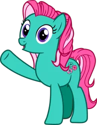 Size: 1815x2337 | Tagged: safe, artist:frownfactory, derpibooru import, minty, earth pony, pony, a very minty christmas, .svg available, female, g3, g3 to g4, g4, generation leap, mare, raised hoof, simple background, solo, svg, transparent background, vector