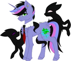 Size: 1024x876 | Tagged: safe, artist:adakola, deleted from derpibooru, derpibooru import, oc, oc:jax, unofficial characters only, pony, shadow pony, unicorn, ear piercing, earring, glasses, jewelry, male, necktie, piercing, simple background, solo, stallion, transparent background
