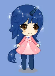 Size: 1000x1366 | Tagged: safe, artist:moonrabbit, derpibooru import, oc, oc:starlight blossom, unofficial characters only, satyr, unicorn, clothes, cute, dress, female, filly, pixel art, satyrized, solo
