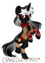 Size: 710x990 | Tagged: safe, artist:mlp-and-anime-rock, derpibooru import, oc, oc:baked potato, unofficial characters only, unicorn, glasses, potato, unshorn fetlocks