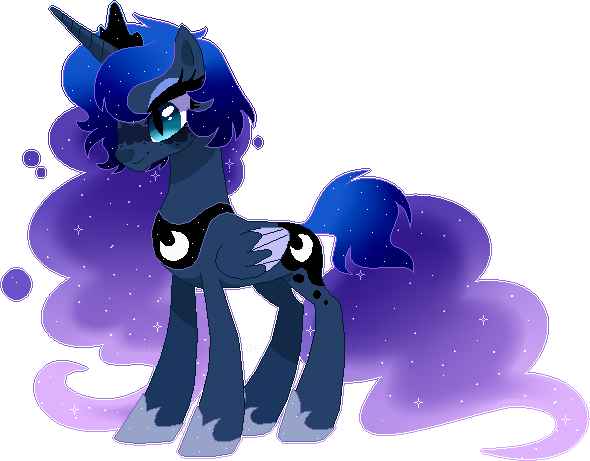 Size: 590x461 | Tagged: safe, artist:s1nb0y, derpibooru import, princess luna, pony, alternate design, base used, ethereal mane, simple background, solo, starry mane, transparent background