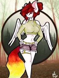 Size: 2489x3283 | Tagged: anthro, artist:mscolorsplash, derpibooru import, oc, oc:color splash, pegasus, safe, solo, traditional art, unofficial characters only