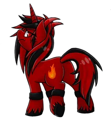 Size: 1200x1350 | Tagged: safe, artist:xiamtheferret, derpibooru import, oc, oc:forsaken, unofficial characters only, pony, unicorn, 2018 community collab, derpibooru community collaboration, plot, red and black oc, simple background, solo, transparent background