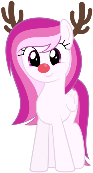 Size: 1118x2066 | Tagged: safe, artist:comfydove, derpibooru import, oc, oc:comfy dove, unofficial characters only, pegasus, pony, antlers, christmas, cute, fake antlers, female, happy, holiday, mare, ocbetes, paint tool sai, red nose, reindeer antlers, simple background, smiling, solo, transparent background, vector