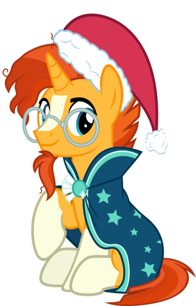 Size: 2247x3500 | Tagged: artist:slb94, christmas, cute, derpibooru import, hat, holiday, looking at you, raised hoof, safe, santa hat, sunbetes, sunburst, vector