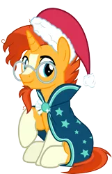 Size: 2247x3500 | Tagged: artist:slb94, christmas, cute, derpibooru import, hat, holiday, looking at you, raised hoof, safe, santa hat, sunbetes, sunburst, vector