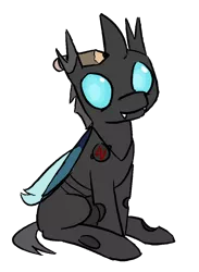 Size: 792x1080 | Tagged: 2018 community collab, artist:heretichesh, changeling, changeling oc, derpibooru community collaboration, derpibooru import, oc, oc:artbug, pencil, safe, simple background, sitting, solo, transparent background, unofficial characters only