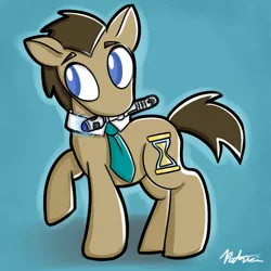 Size: 792x792 | Tagged: safe, artist:bloknbeanbagg, derpibooru import, doctor whooves, time turner, earth pony, pony, doctor who, male, mouth hold, necktie, solo, sonic screwdriver, stallion