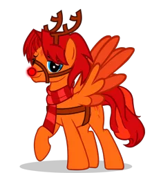 Size: 3236x3670 | Tagged: adorkable, antlers, artist:goldenfoxda, christmas, clothes, cute, deer, derpibooru import, dork, harness, holiday, oc, oc:goldenfox, reindeer, rudolph the red nosed reindeer, safe, scarf, tack, unofficial characters only