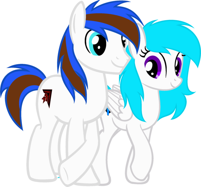 Size: 4545x4224 | Tagged: safe, artist:fitriamiller, derpibooru import, oc, oc:attina miller, oc:cyber groove, unofficial characters only, earth pony, pony, 2018 community collab, derpibooru community collaboration, absurd resolution, couple, simple background, smiling, transparent background
