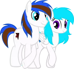 Size: 4545x4224 | Tagged: safe, artist:fitriamiller, derpibooru import, oc, oc:attina miller, oc:cyber groove, unofficial characters only, earth pony, pony, 2018 community collab, derpibooru community collaboration, absurd resolution, couple, simple background, smiling, transparent background