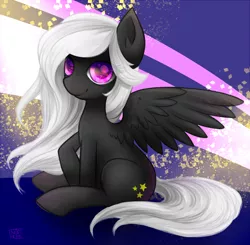 Size: 900x882 | Tagged: safe, artist:nefyfeiri, derpibooru import, oc, oc:starry sky, unofficial characters only, pegasus, pony, female, mare, sitting, solo