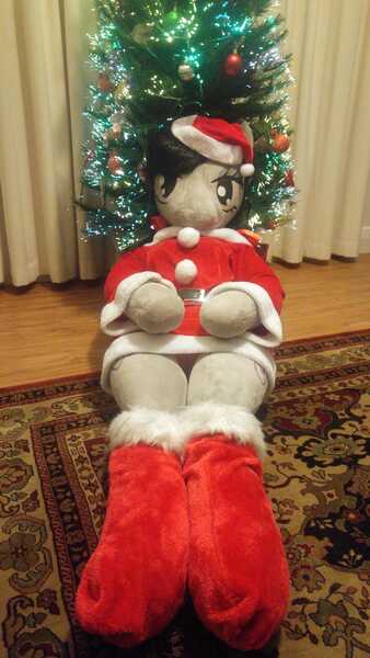 Size: 2988x5312 | Tagged: safe, artist:bigsexyplush, artist:somethingaboutoctavia, derpibooru import, octavia melody, anthro, absurd resolution, anthro plushie, bed, bedroom eyes, belt, candy, candy cane, christmas, christmas decoration, christmas lights, christmas ornament, christmas stocking, christmas tree, clothes, costume, cute, decoration, doll, dress, food, hat, hearth's warming, hearth's warming eve, holiday, irl, panties, panty shot, photo, plushie, santa hat, skirt, socks, socktavia, stockings, thigh highs, thunder thighs, toy, tree, upskirt, wide hips, zettai ryouiki