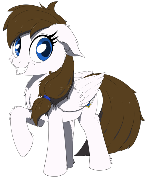 Size: 1500x1800 | Tagged: safe, artist:bigshot232, derpibooru import, oc, oc:blue skies, unofficial characters only, pegasus, pony, 2018 community collab, derpibooru community collaboration, cheek fluff, chest fluff, ear fluff, female, floppy ears, grin, mare, nervous, nervous grin, raised hoof, simple background, smiling, solo, transparent background, uncertain