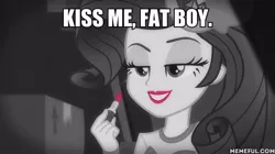 Size: 600x337 | Tagged: safe, derpibooru import, edit, edited screencap, screencap, rarity, equestria girls, equestria girls series, rarity investigates: the case of the bedazzled boot, it, lipstick, noir, pennywise, rarity investigates (eqg): trixie, stephen king