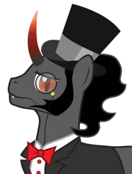 Size: 1280x1681 | Tagged: artist:mrumbrellacorps, bowtie, curved horn, derpibooru import, hat, king sombra, monocle, safe, sideburns, simple background, solo, top hat, transparent background, vector